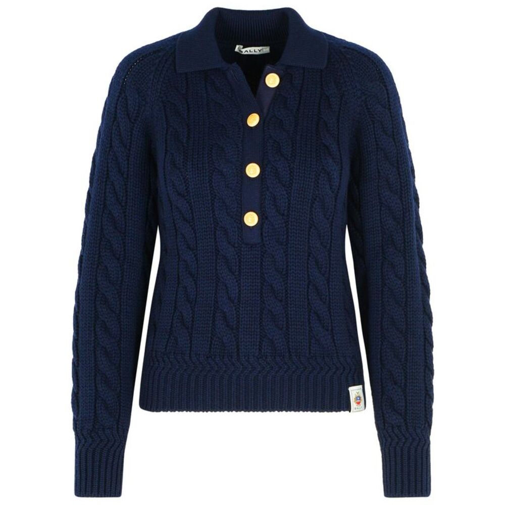 Bally Extrafine Navy Merino Wool Sweater Women